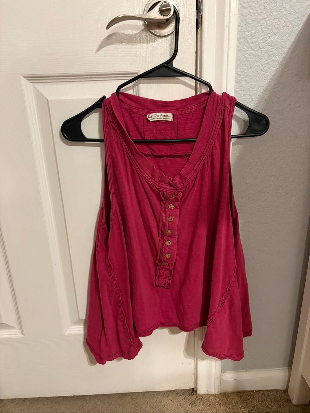 Free People Women's Sleeveless Henley Tank - Pink